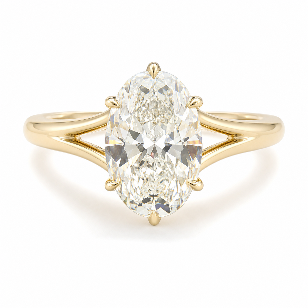 Oval Lab Grown Diamond Solitaire Ring (Split-Shank) thumbnail 6