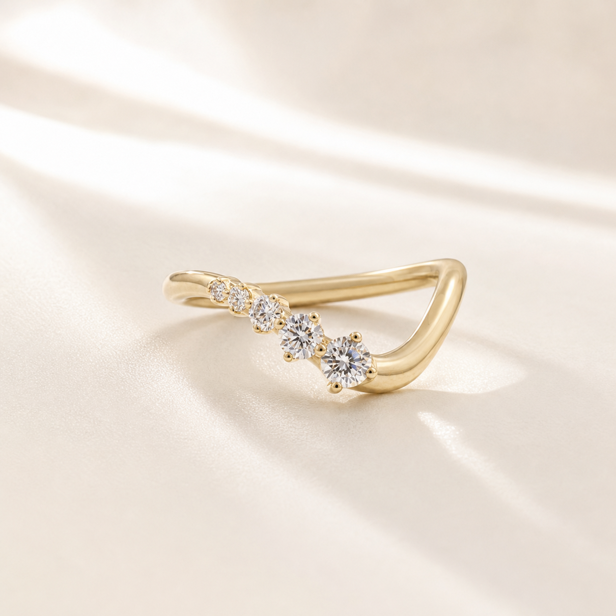 Curved Lab Grown Diamond Band in 14K Yellow Gold thumbnail 6