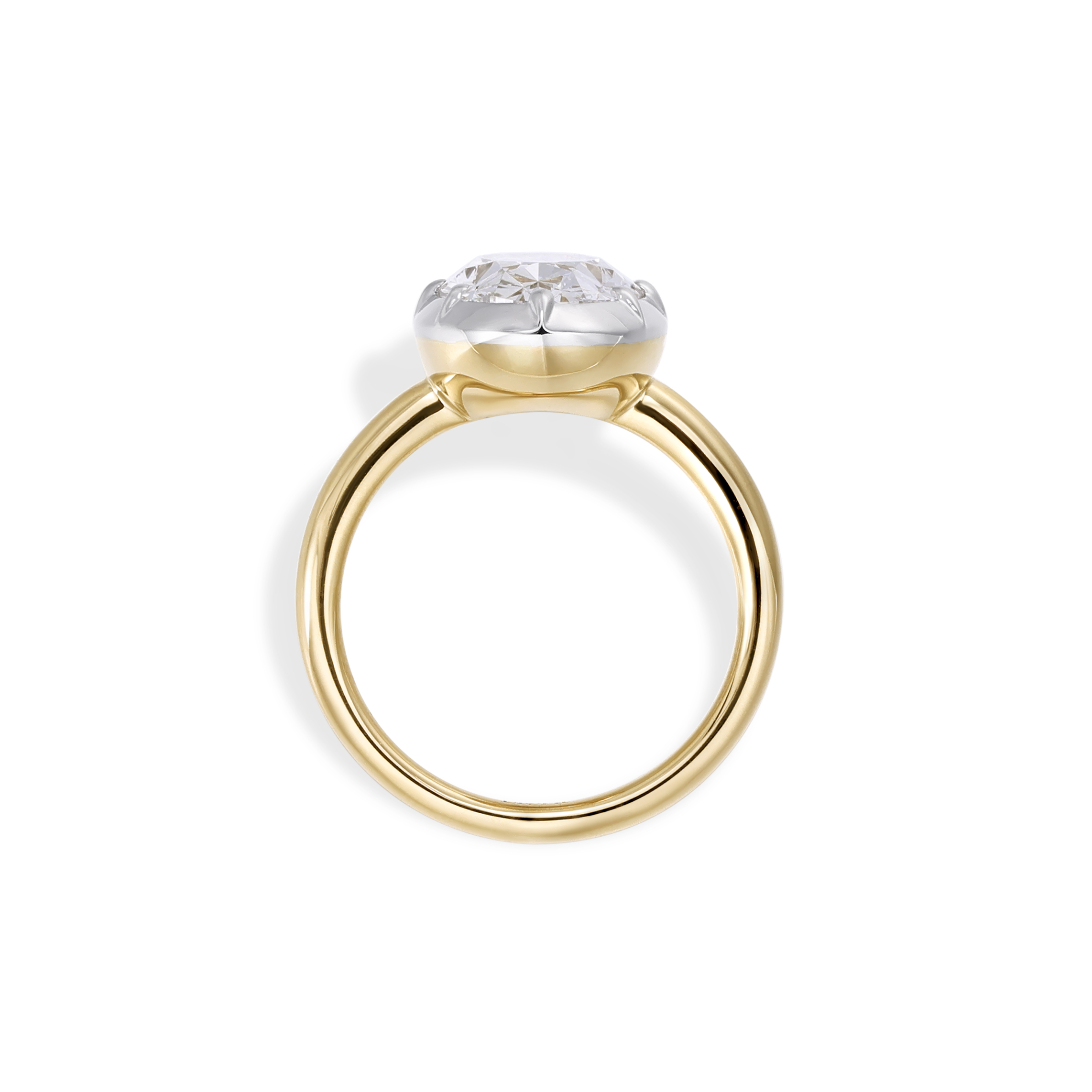 Bezel-Set Oval Lab Grown Diamond Ring in 14K Two-Tone Gold thumbnail 3