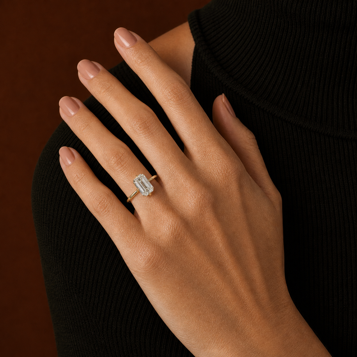 Four-Prong Emerald Cut Lab Grown Diamond Ring thumbnail 3