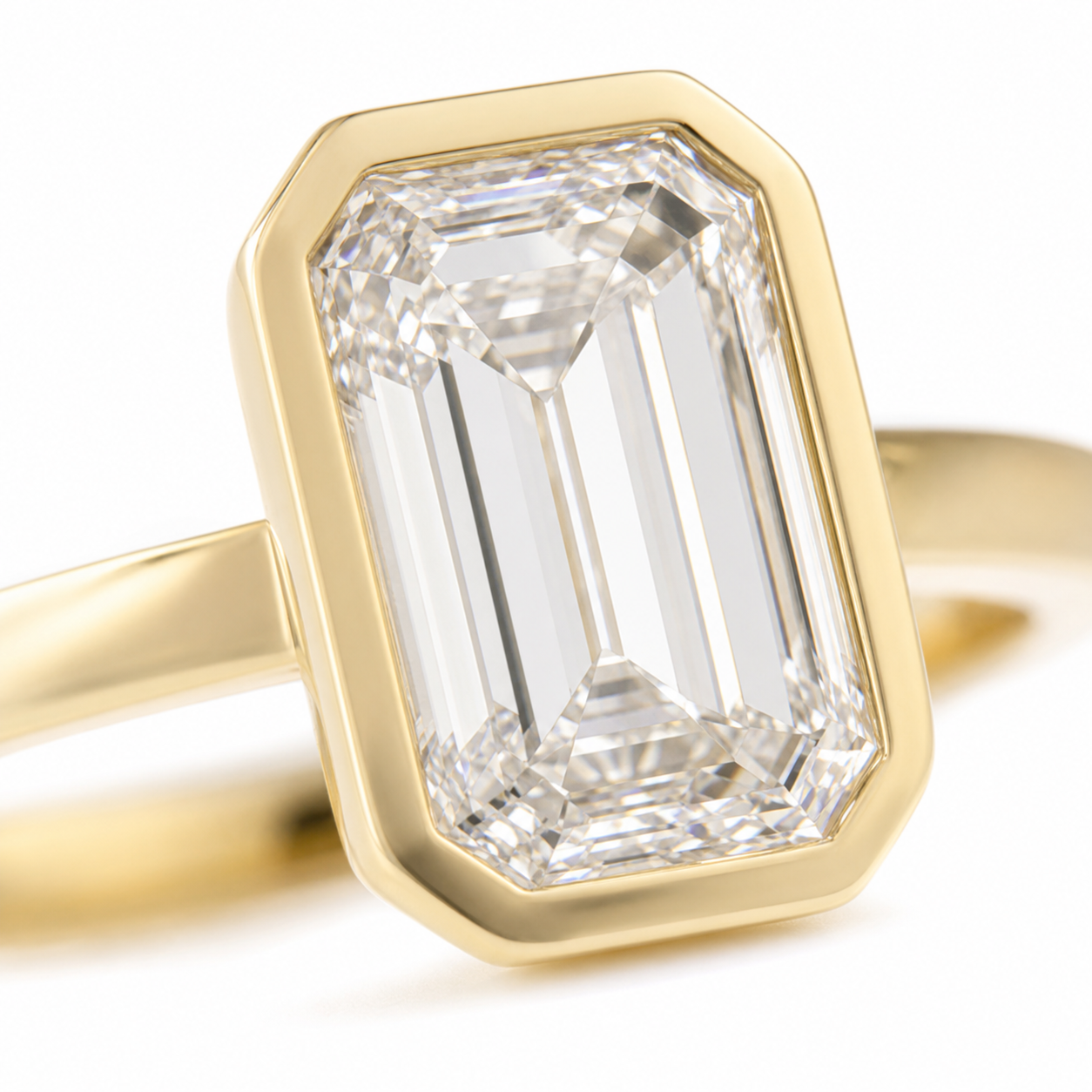 Bezel-Set Emerald Cut Lab Grown Diamond Ring thumbnail 4