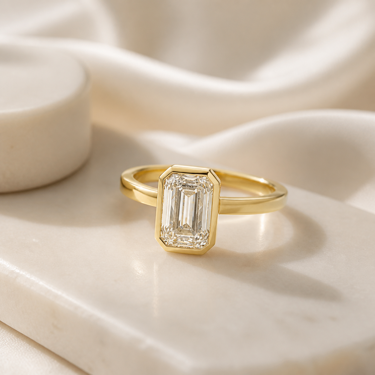 Bezel-Set Emerald Cut Lab Grown Diamond Ring thumbnail 6