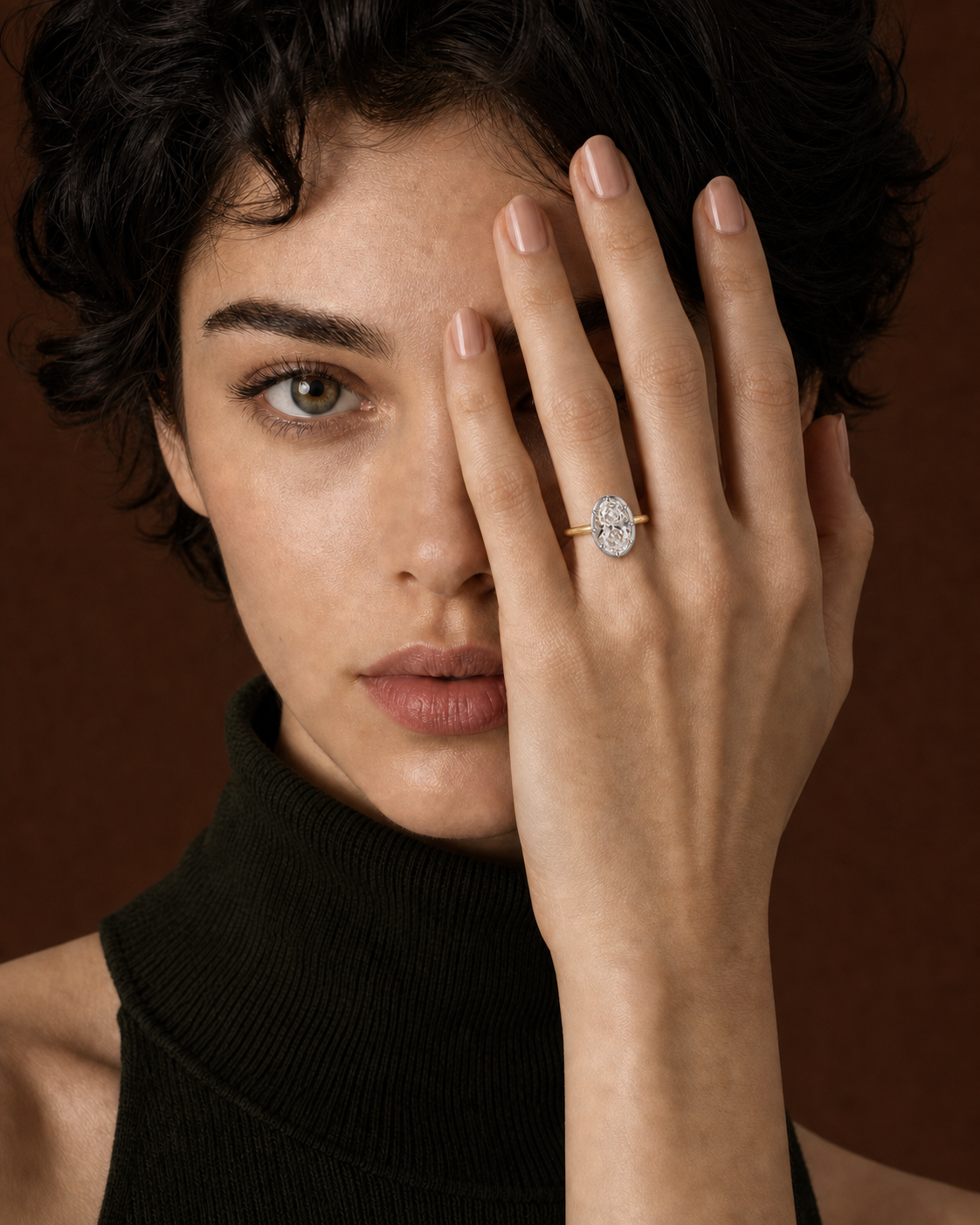 Bezel-Set Oval Lab Grown Diamond Ring in 14K Two-Tone Gold