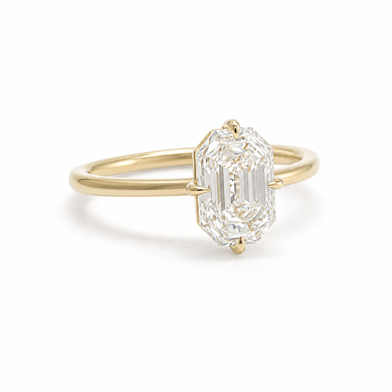 Octagon Emerald Cut Lab Grown Diamond Ring thumbnail 6