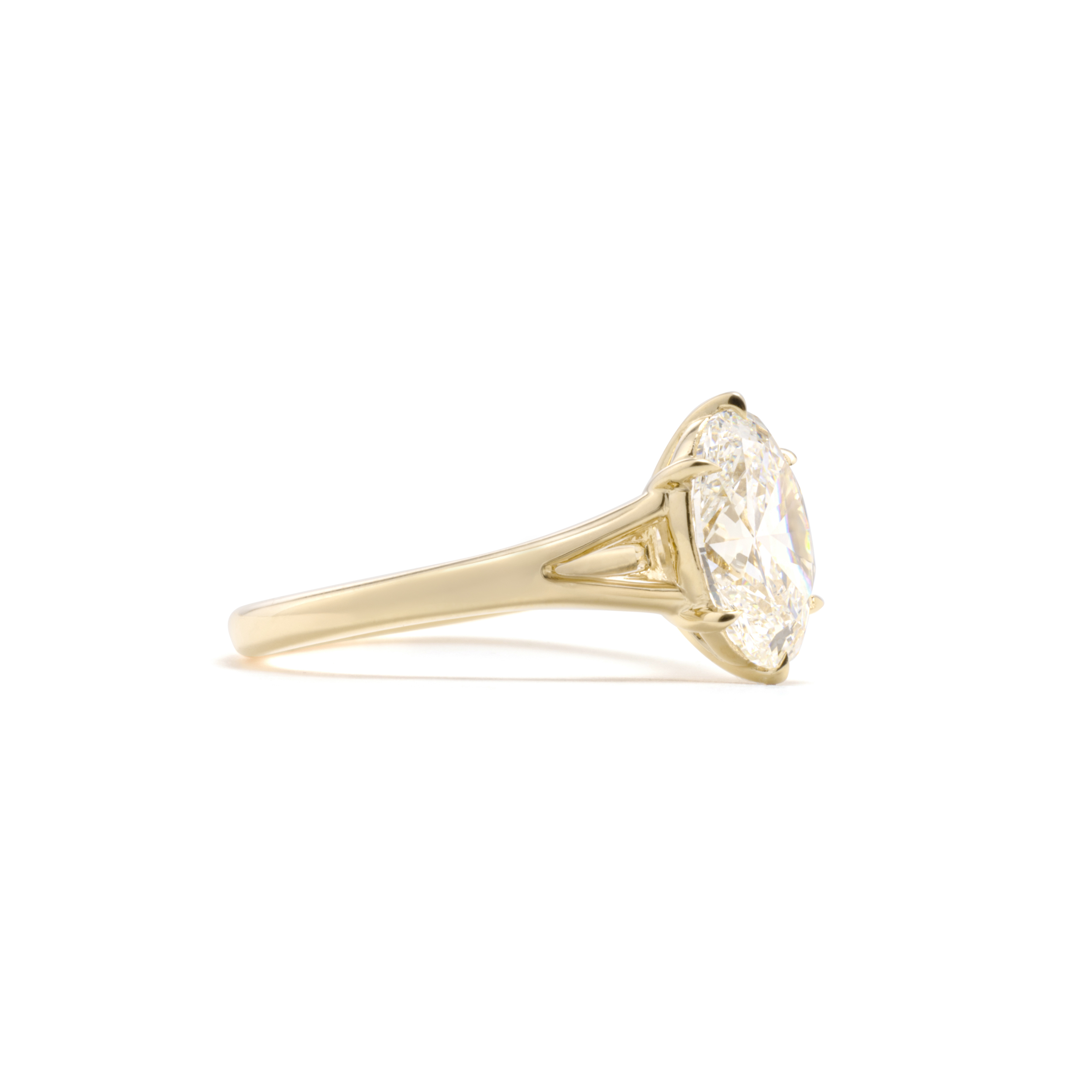 Oval Lab Grown Diamond Solitaire Ring (Split-Shank) thumbnail 4