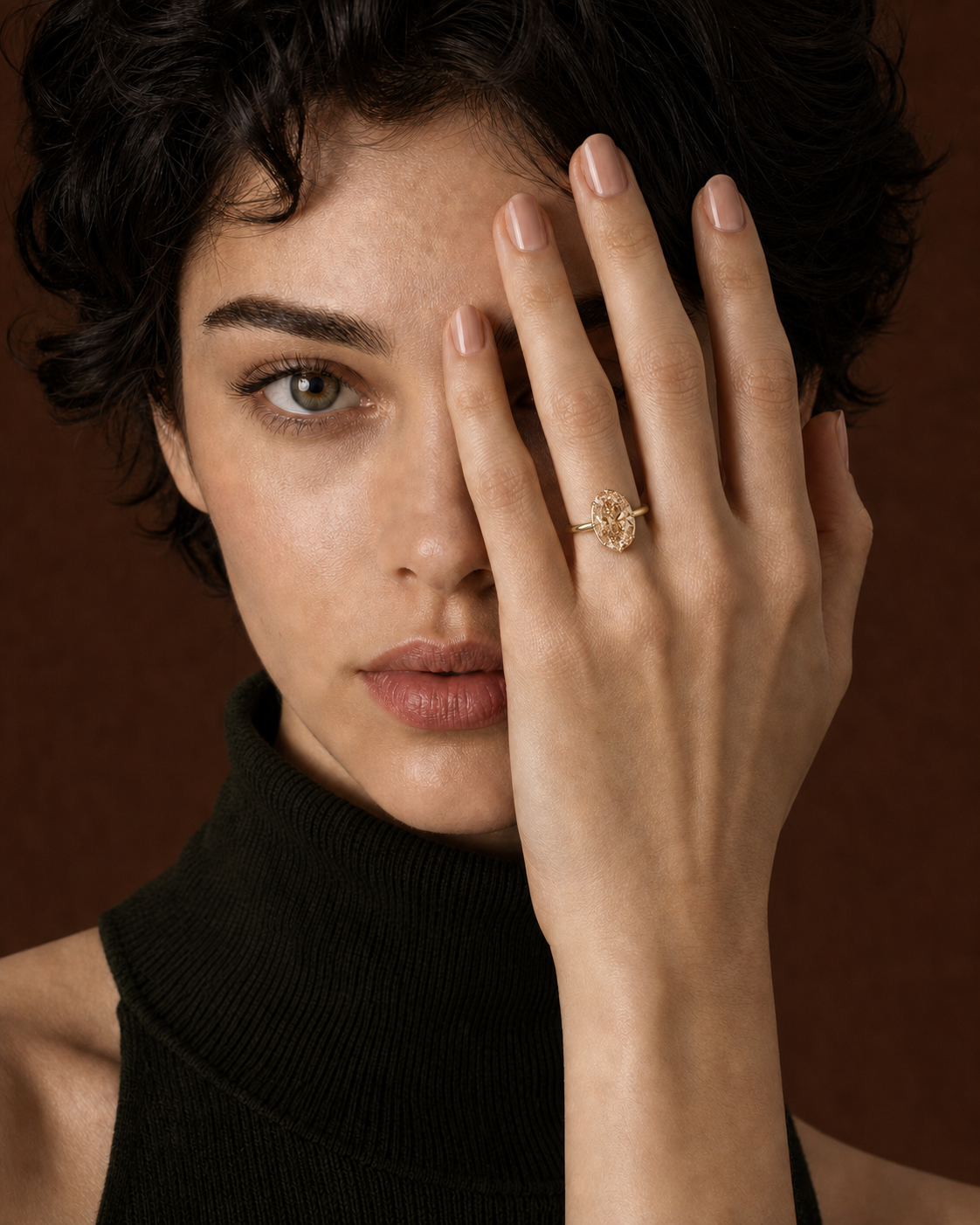 Champagne Bezel-Set Lab Grown Diamond Ring in 14K Yellow Gold thumbnail 3