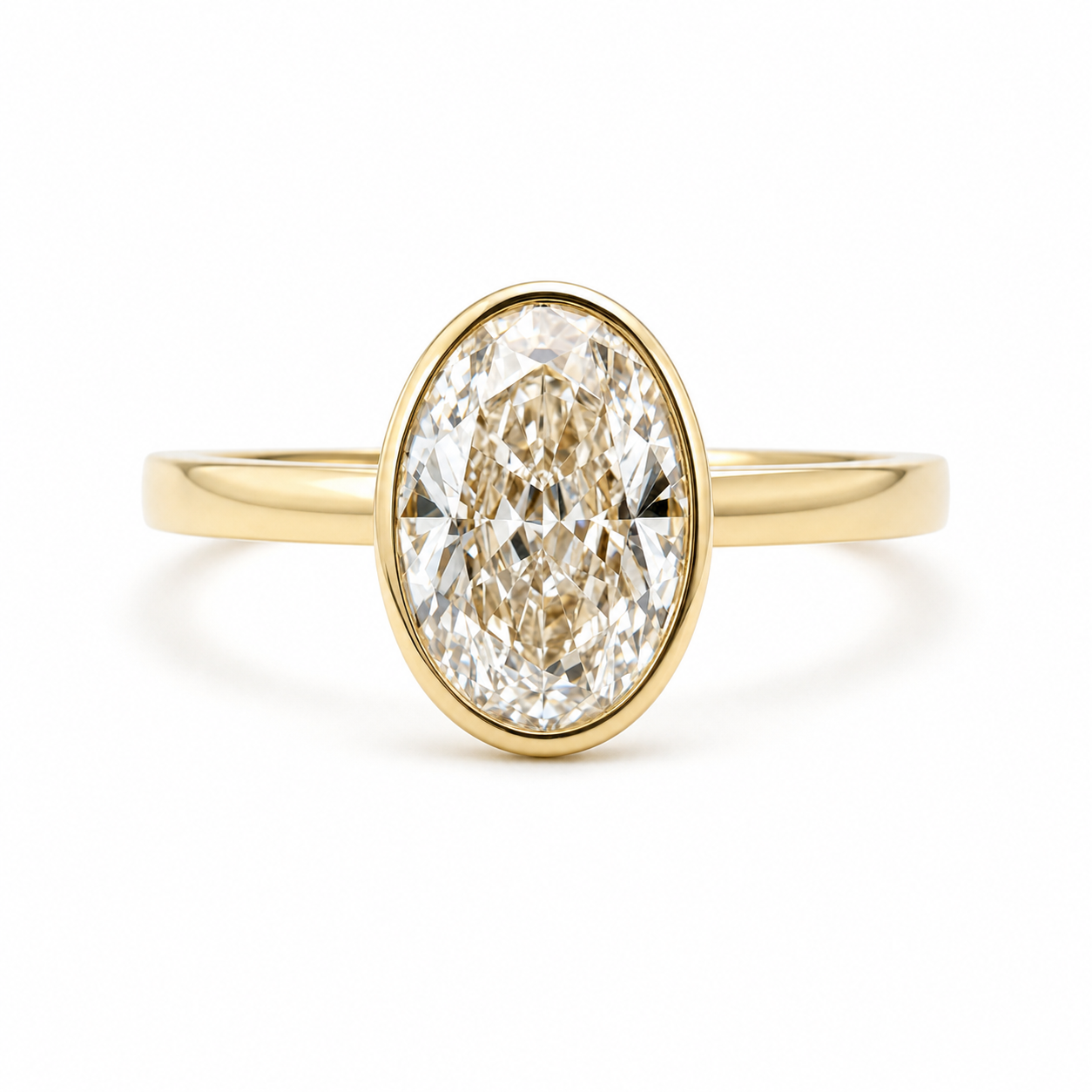 Bezel-Set Oval Lab Grown Diamond Ring thumbnail 7