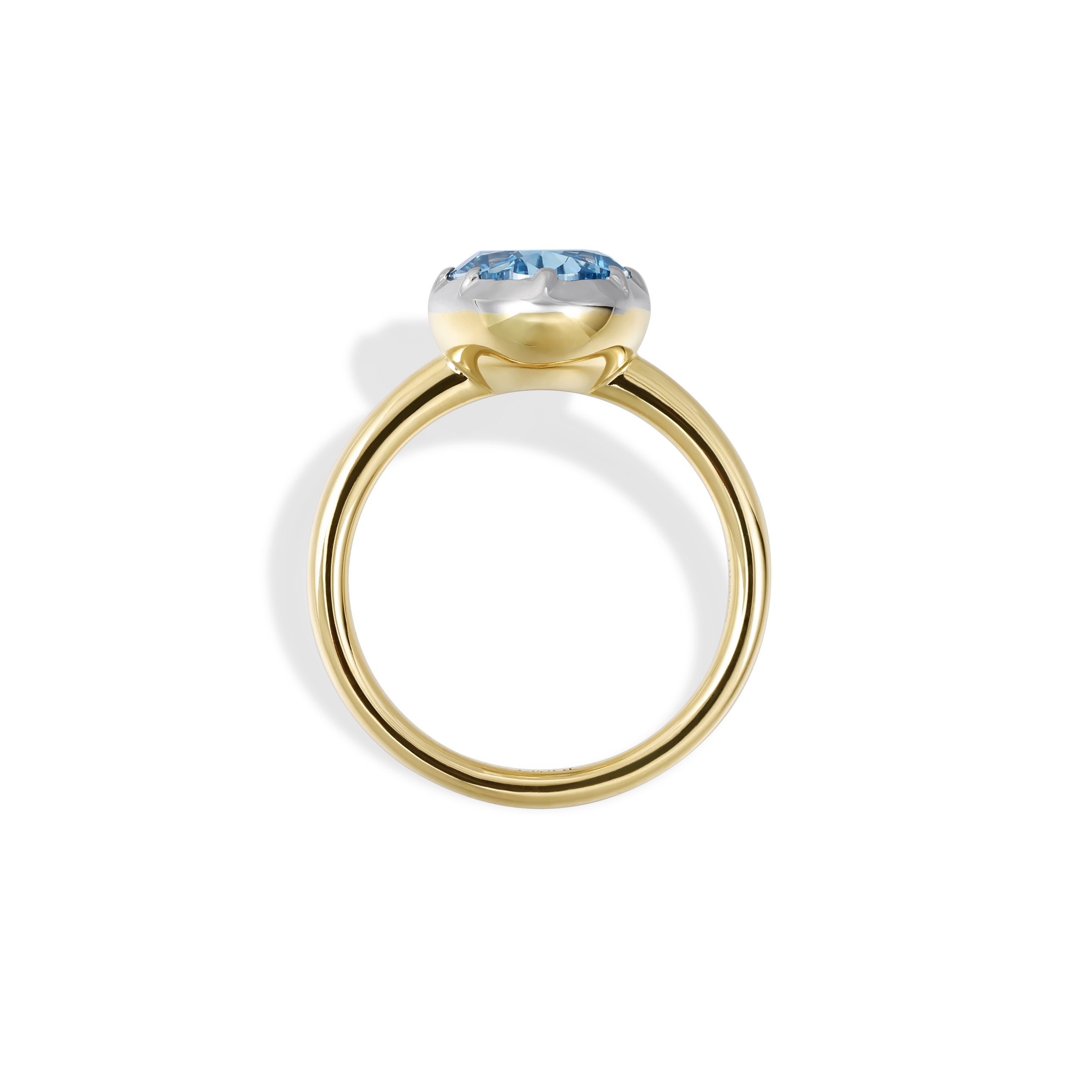 Blue Oval Lab Grown Diamond Ring in 14K Two-Tone Gold thumbnail 4