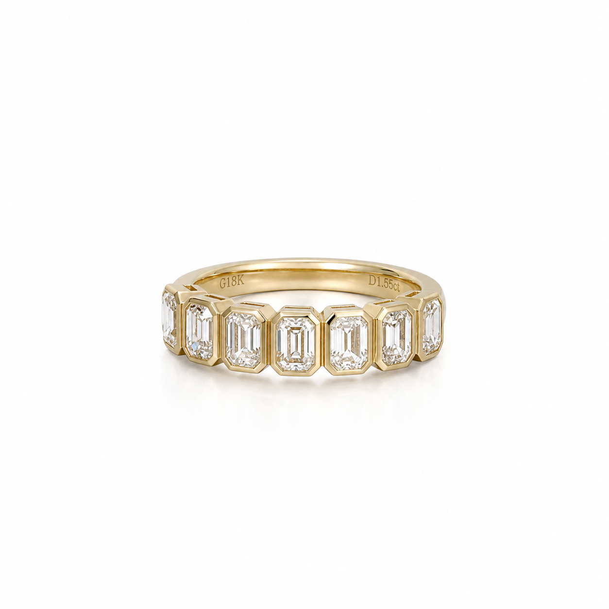 Vintage-Band Emerald Cut Lab Grown Diamond Ring in 14K/18K Yellow Gold