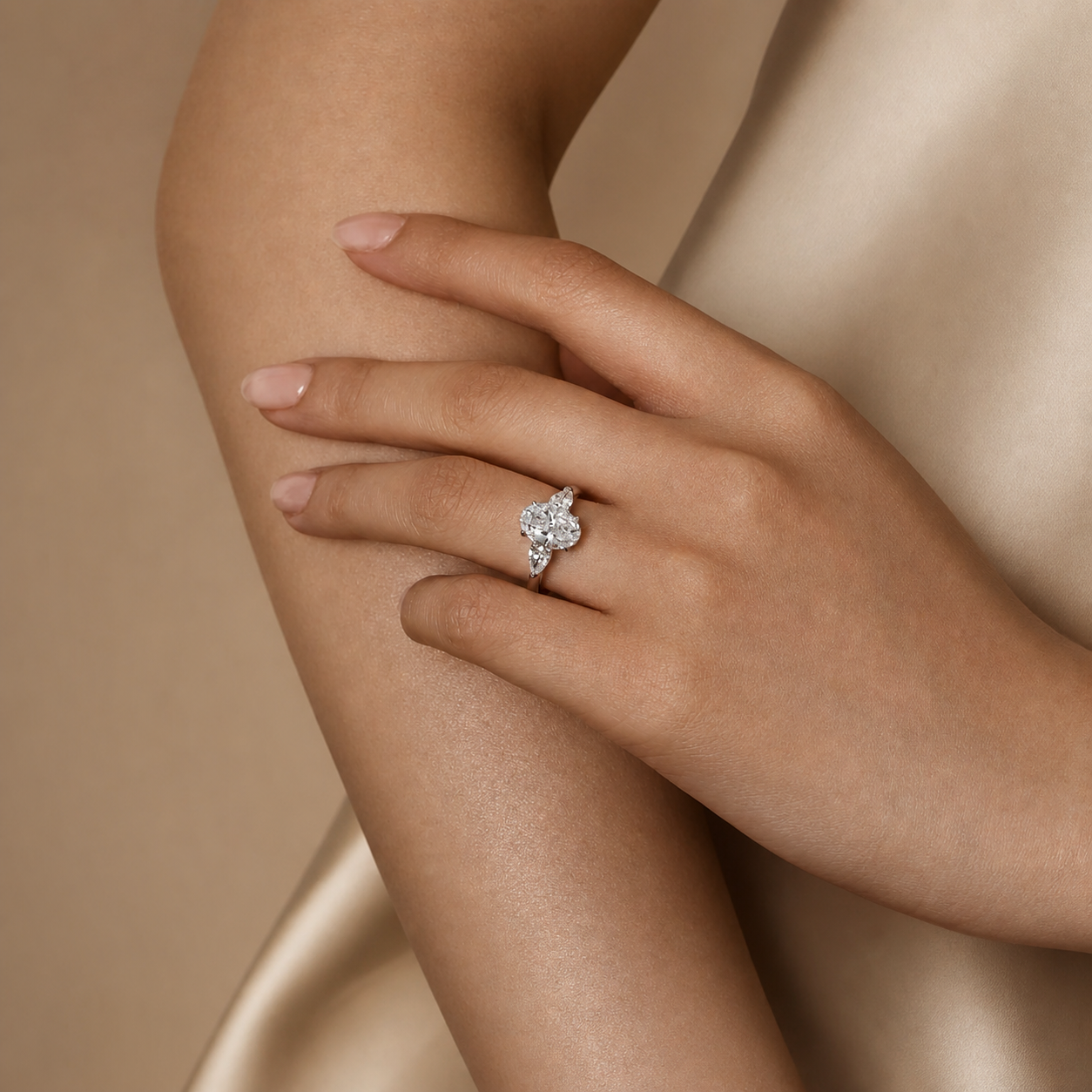 Three-Stone Oval Lab Grown Diamond Ring in Platinum 950