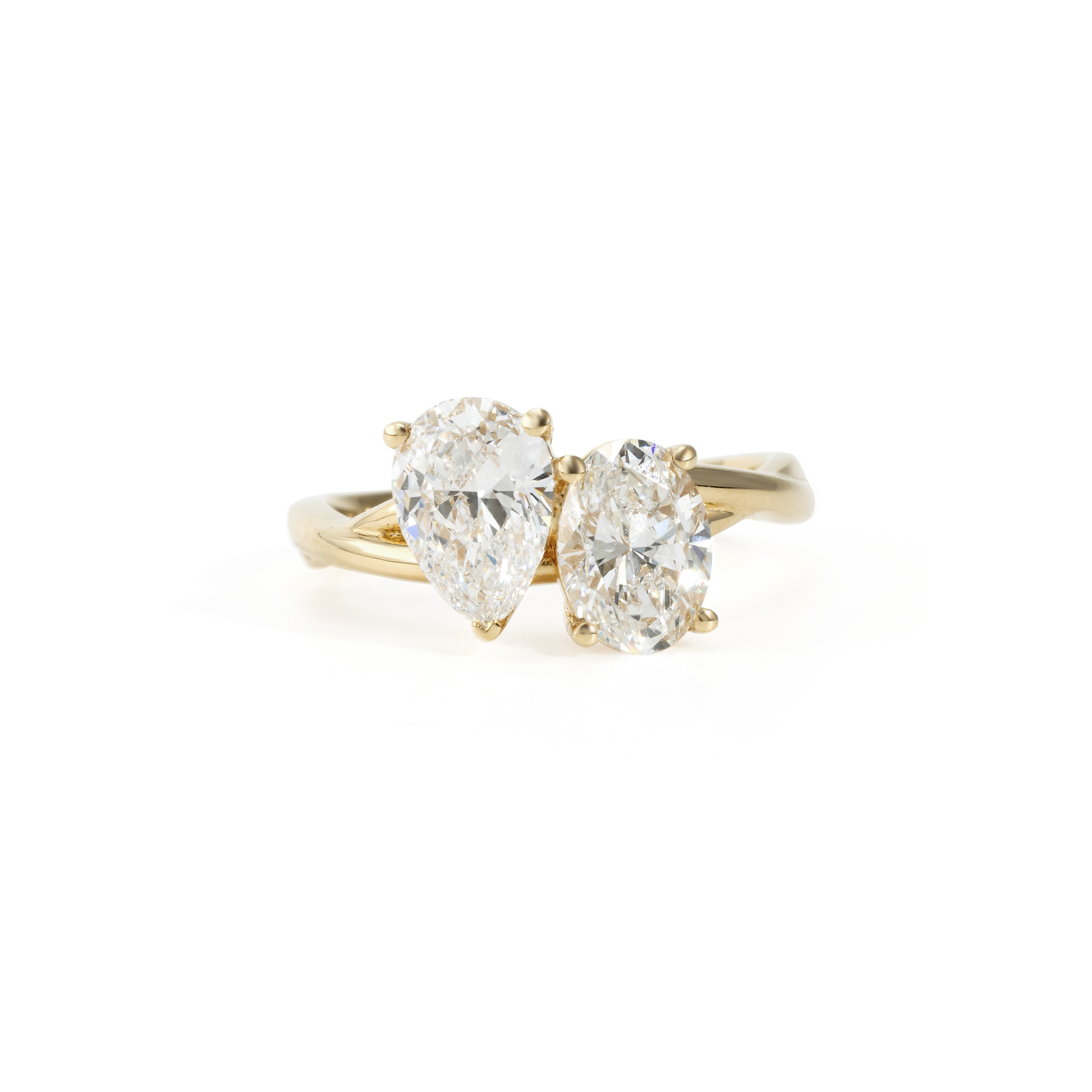 Two-Stone Lab Grown Diamond Ring in 18K Yellow Gold