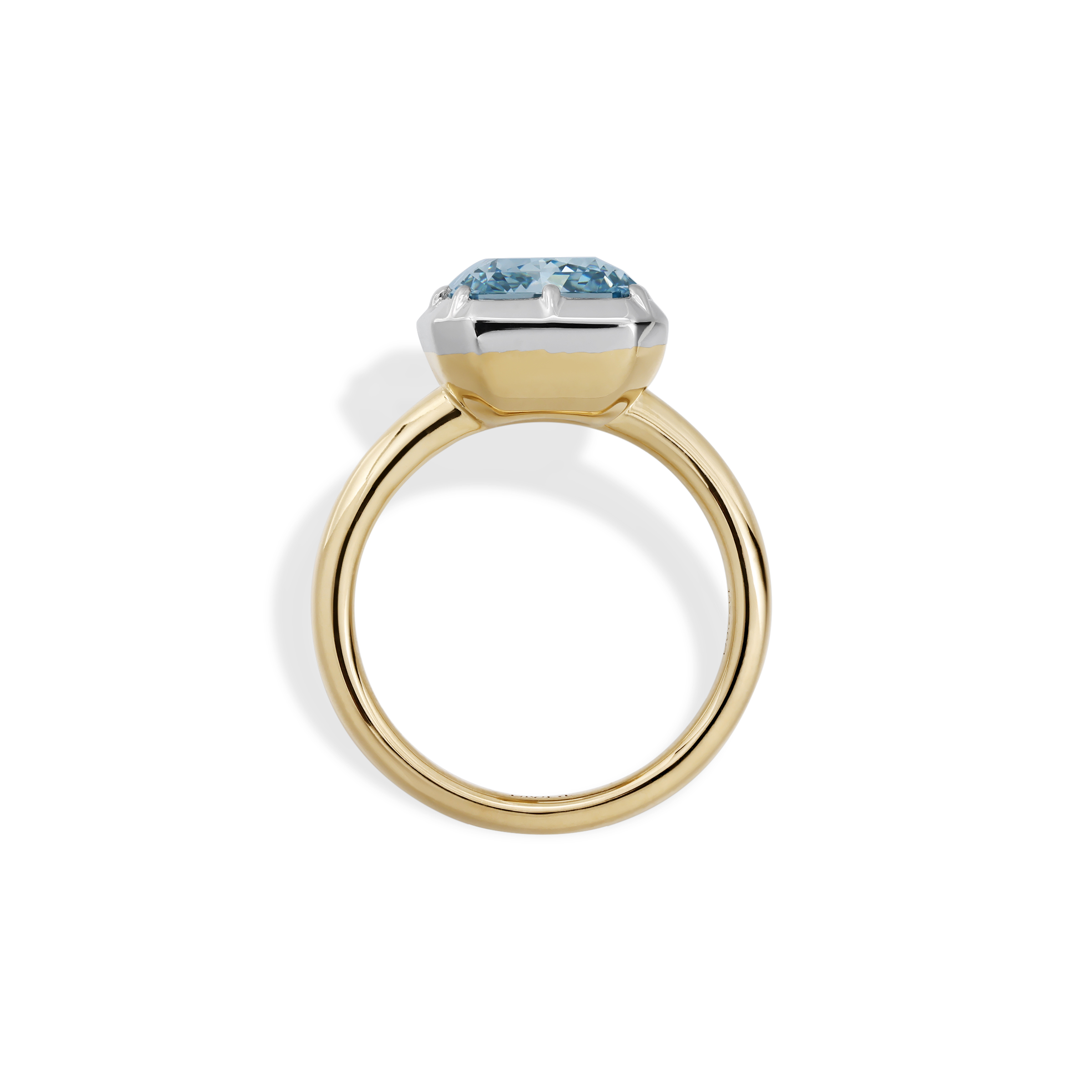 Blue Radiant Cut Lab Grown Diamond Ring in 14K Two-Tone Gold thumbnail 4