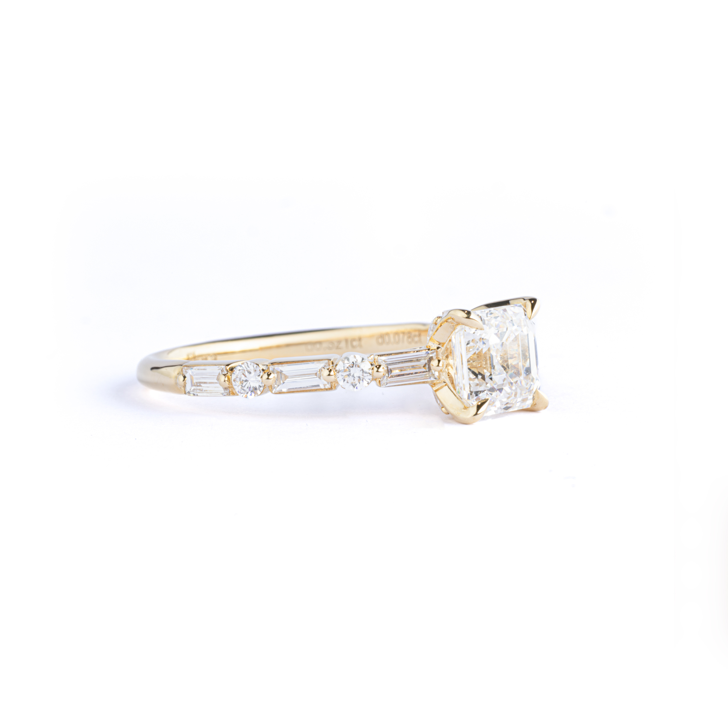 Asscher Cut Lab Grown Diamond Ring with Side Stones thumbnail 5