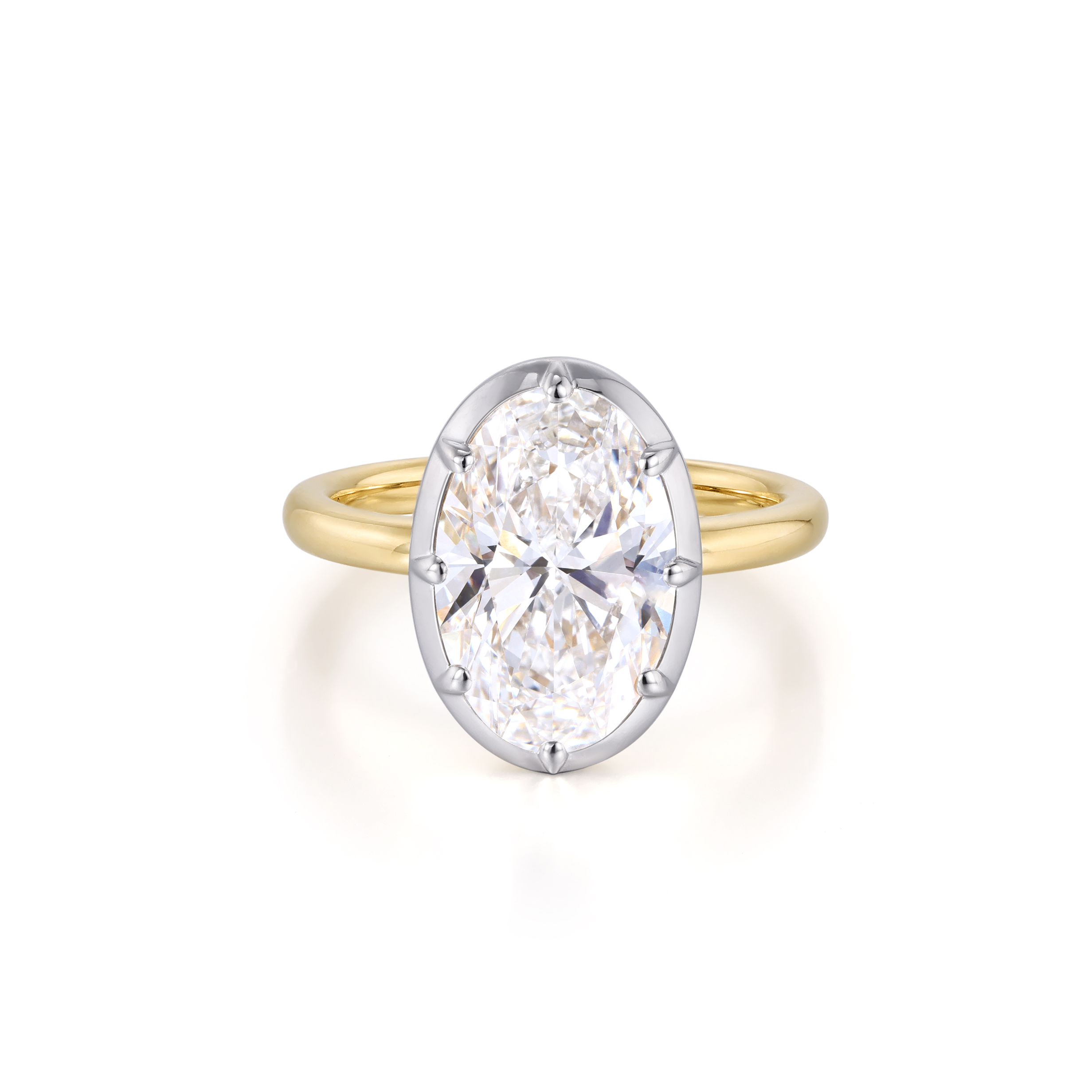 Bezel-Set Oval Lab Grown Diamond Ring in 14K Two-Tone Gold