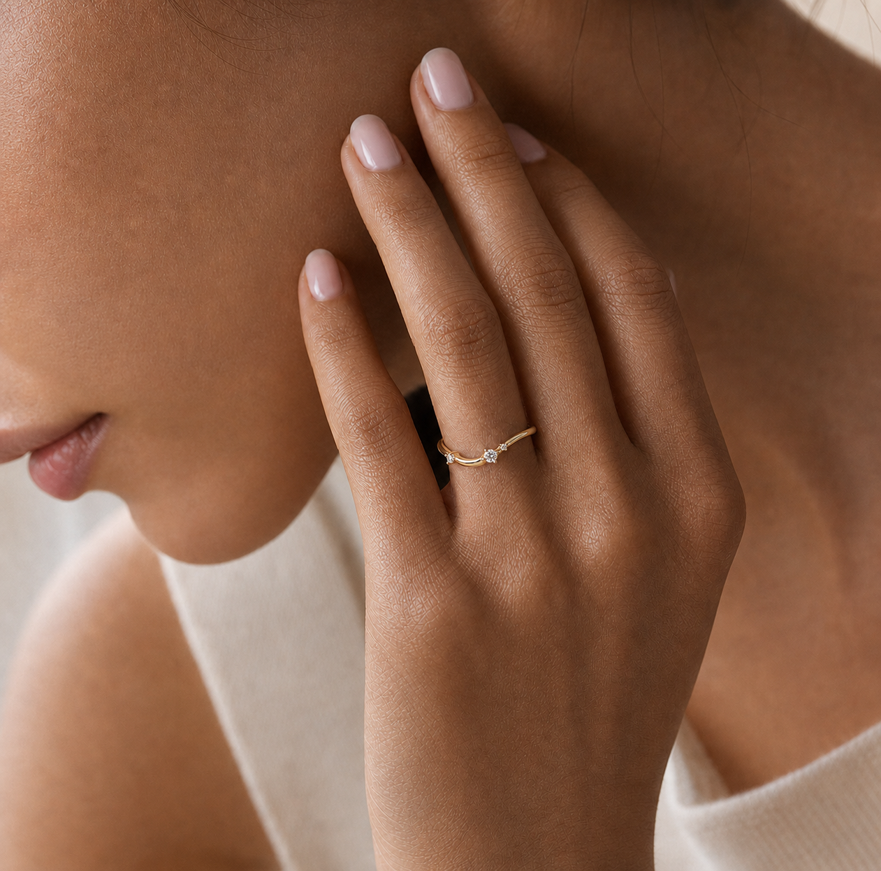Curved Lab Grown Diamond Band in 14K/18k Yellow Gold